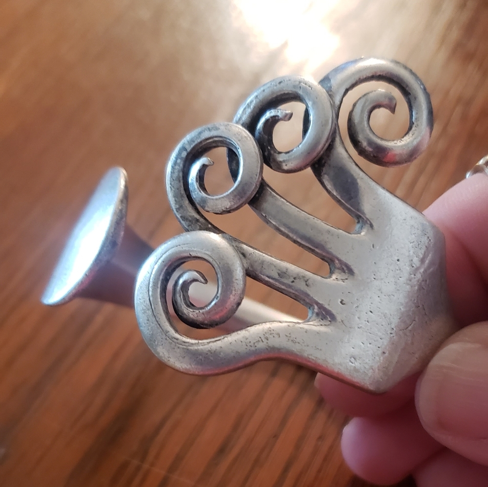 Vintage handmade silver plated fork bangle